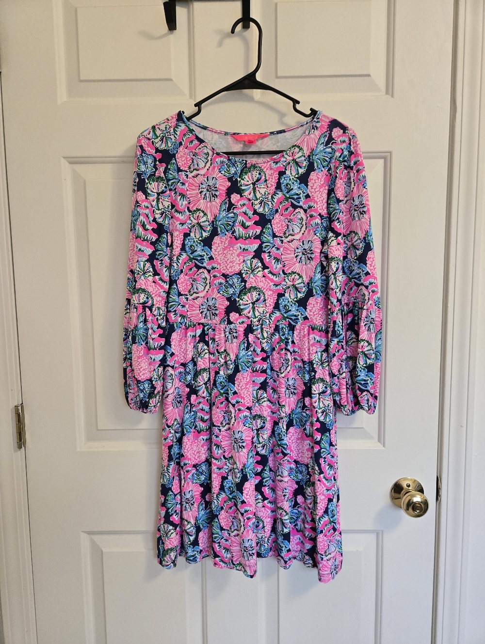 Lilly Pulitzer Auralia Dress Print Oyster Bay Navy Shroom With A View Size Small